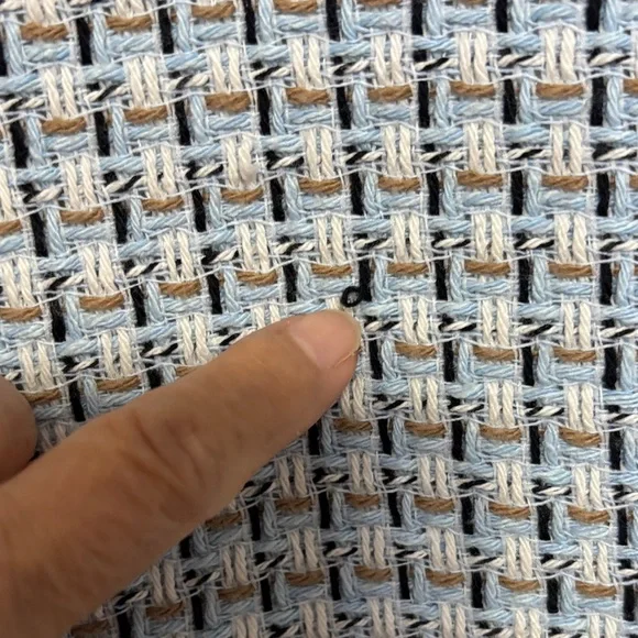 Zara Woman Double Breasted Texture Weave Tweed Blazer Jacket Blue White Size S - Picture 13 of 14